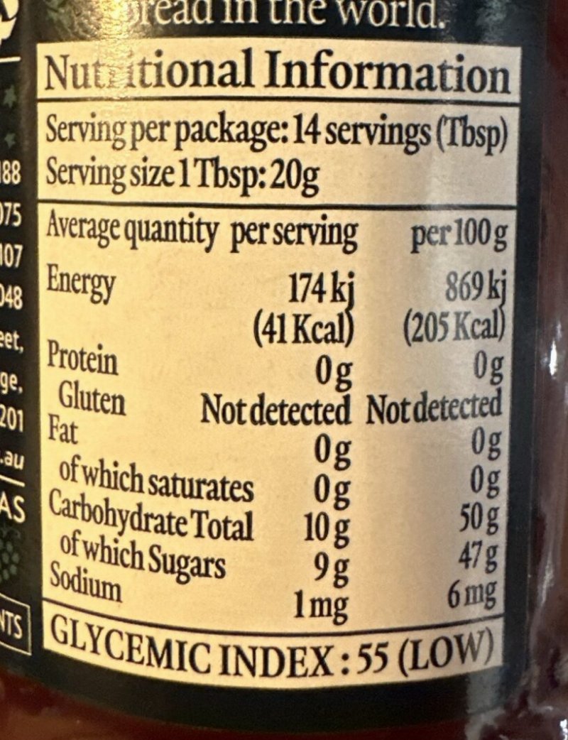 Foto da tabela nutricional