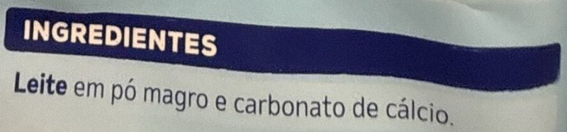 Foto da lista de ingredientes