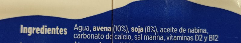 Foto da lista de ingredientes