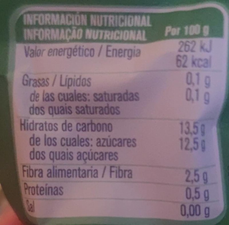 Foto da tabela nutricional
