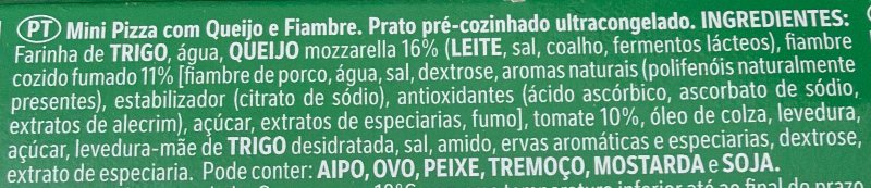Foto da lista de ingredientes
