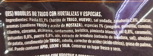 Foto da lista de ingredientes