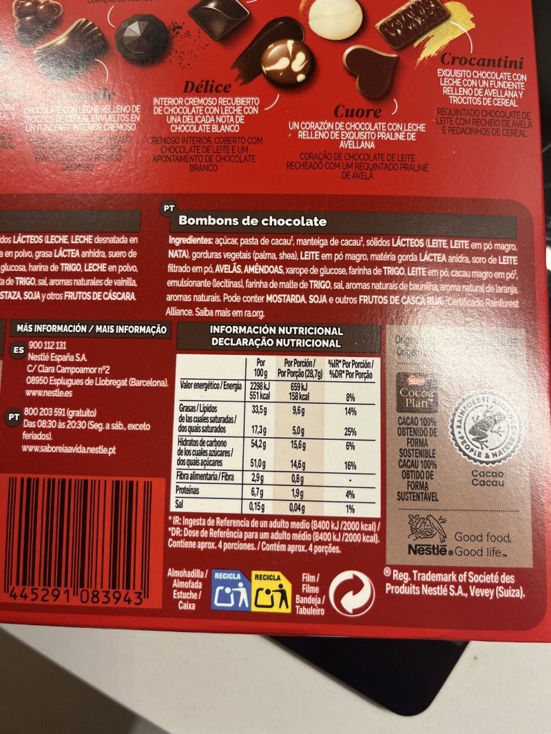Foto da tabela nutricional