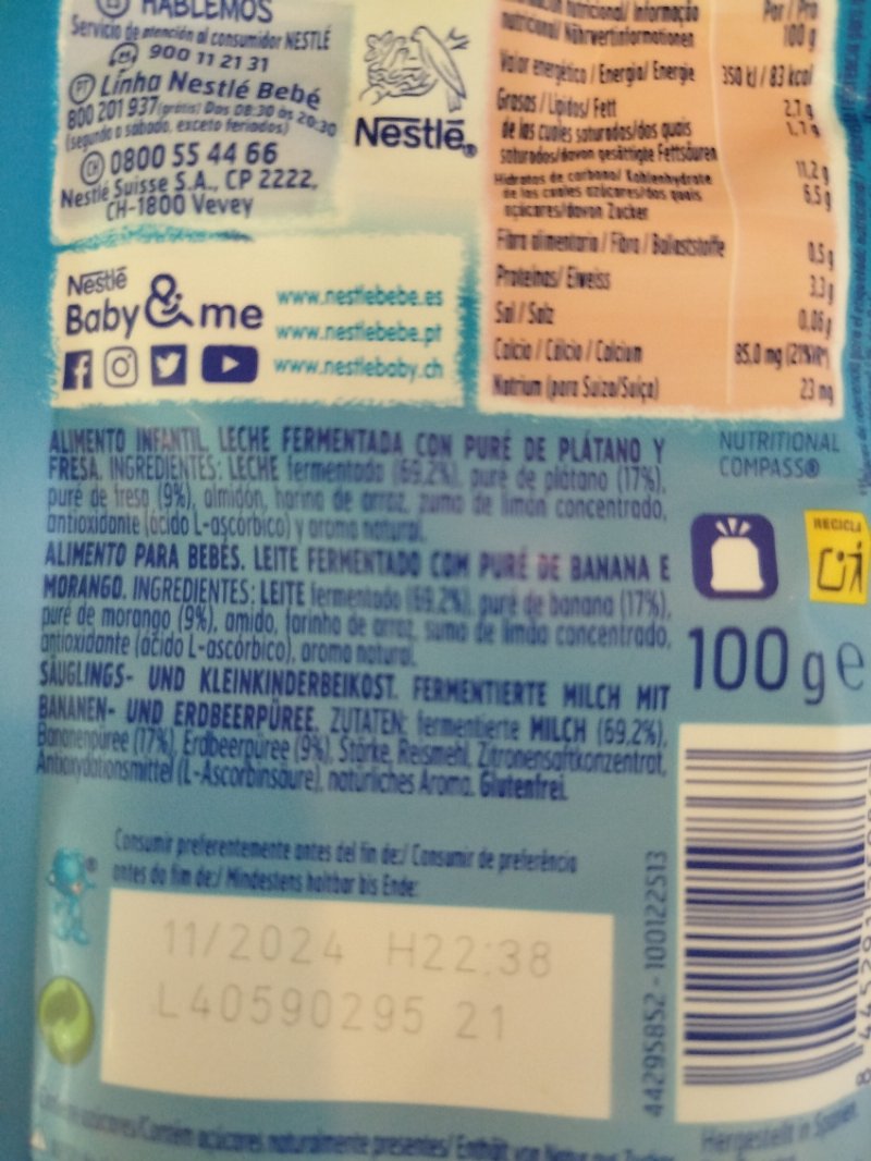 Foto da lista de ingredientes