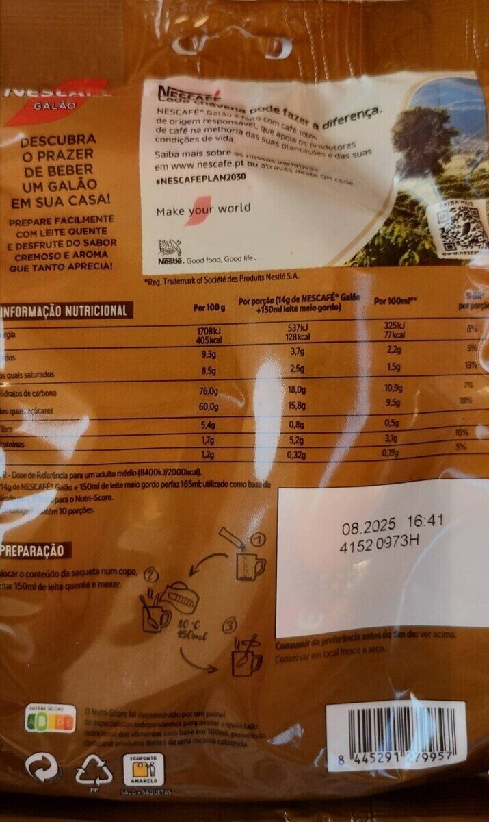 Foto da tabela nutricional