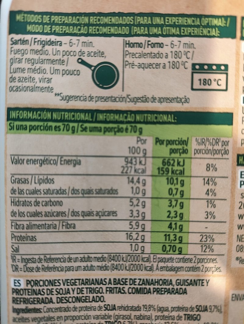 Foto da tabela nutricional