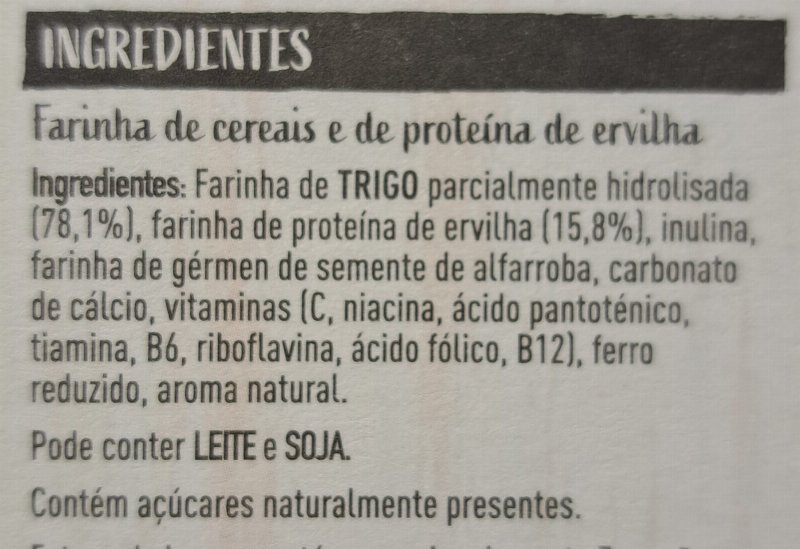 Foto da lista de ingredientes