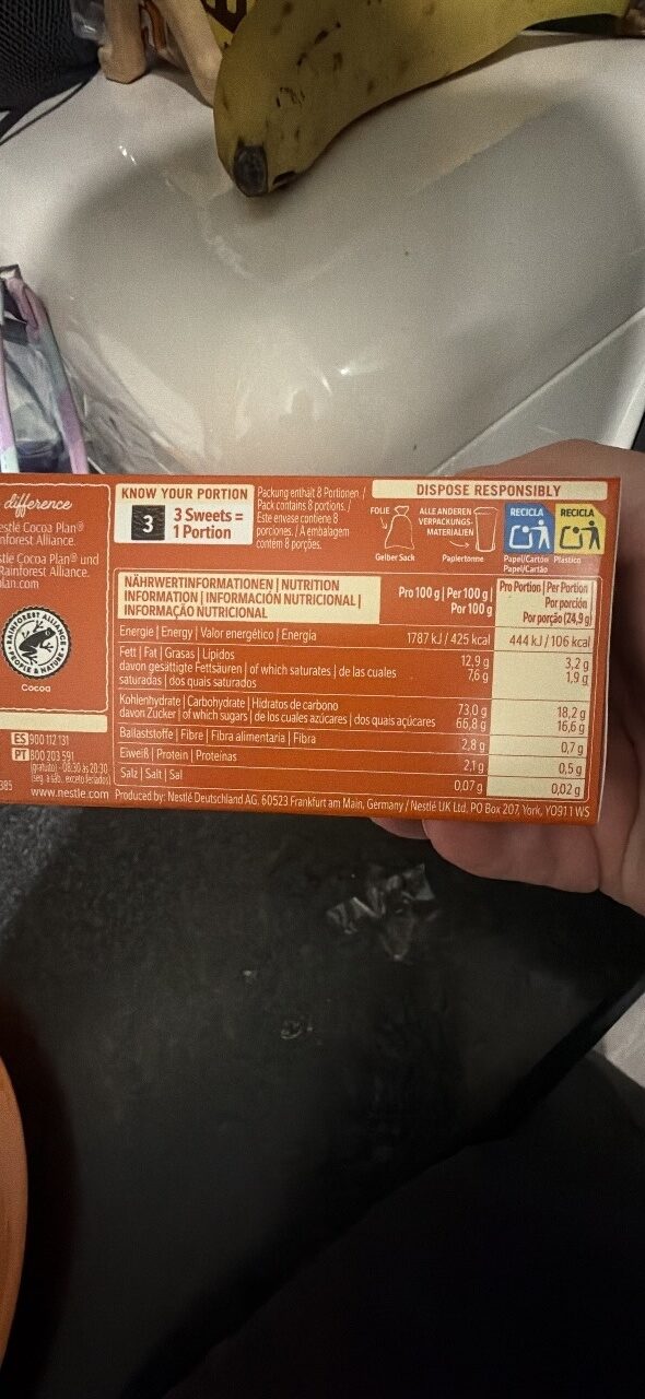 Foto da tabela nutricional