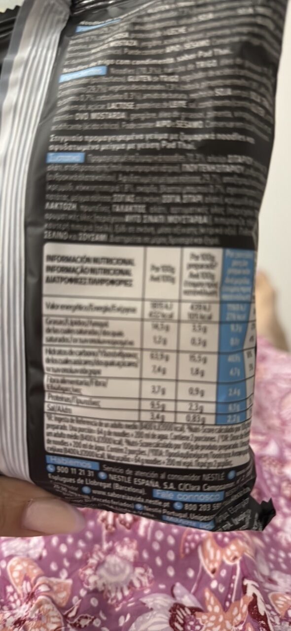 Foto da tabela nutricional