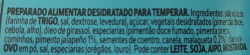 Foto da lista de ingredientes