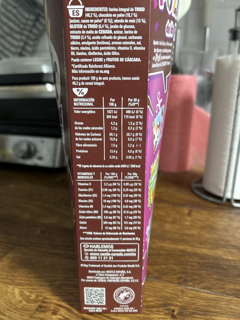 Foto da tabela nutricional