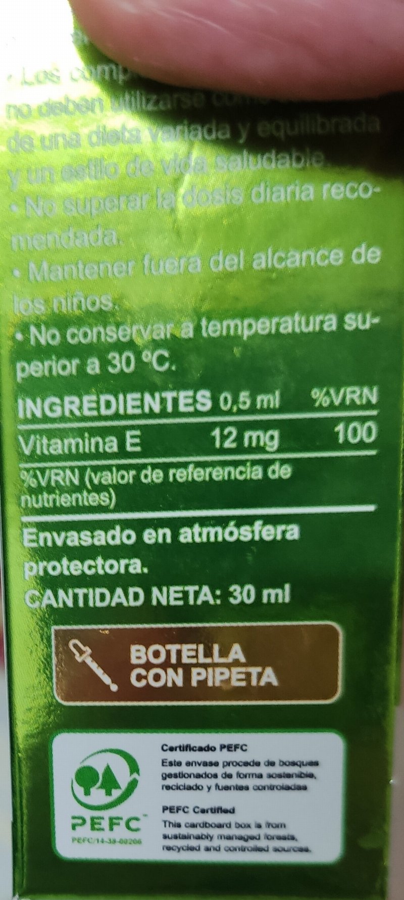 Foto da lista de ingredientes