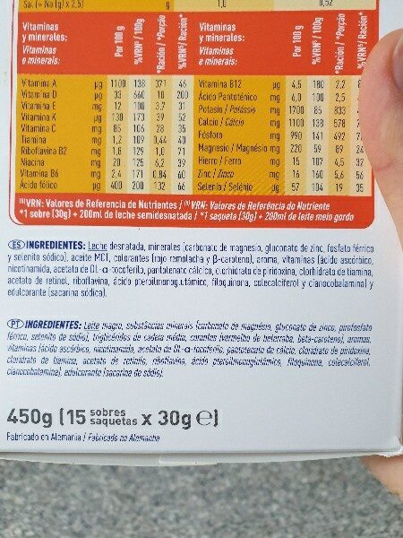 Foto da lista de ingredientes