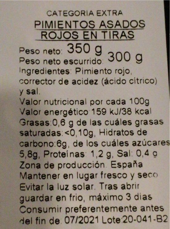Foto da tabela nutricional