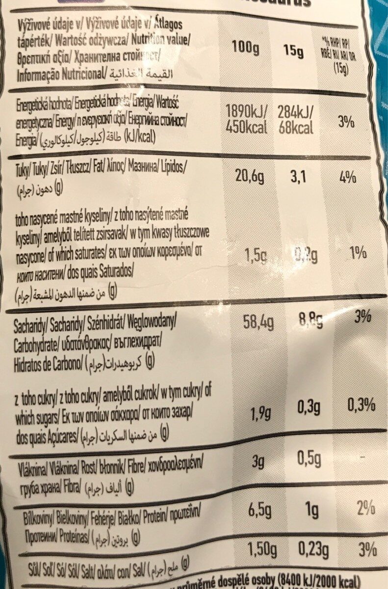 Foto da tabela nutricional