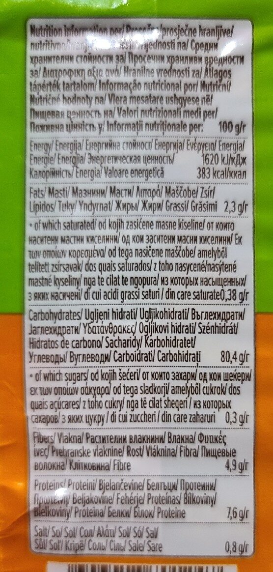 Foto da tabela nutricional