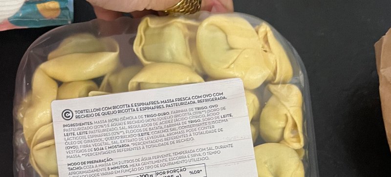 Foto da lista de ingredientes