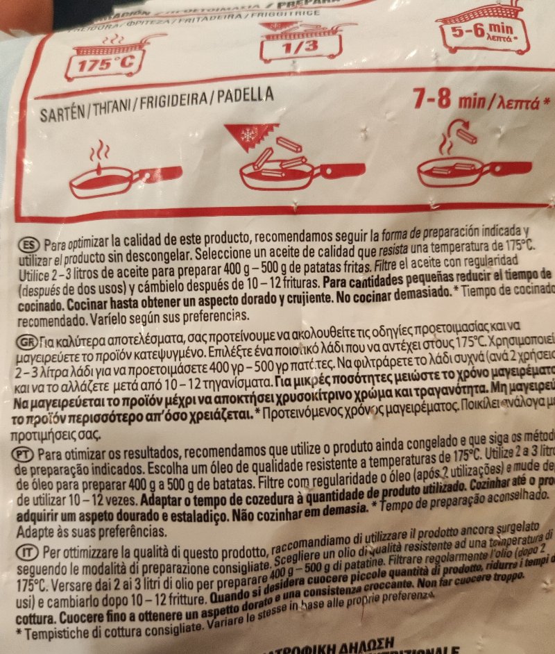 Foto da lista de ingredientes
