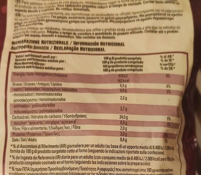 Foto da tabela nutricional