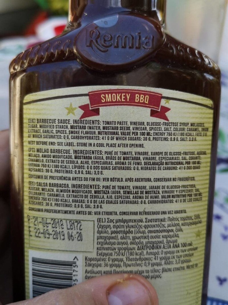Foto da lista de ingredientes