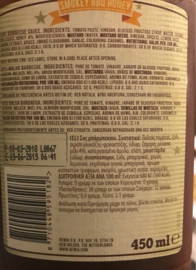 Foto da lista de ingredientes