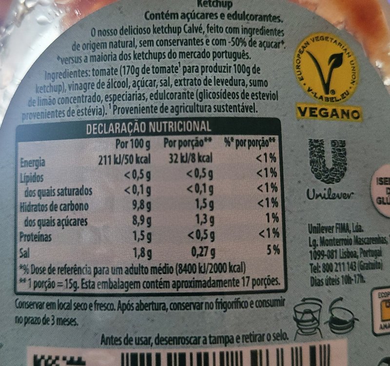 Foto da tabela nutricional
