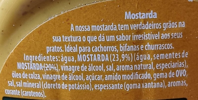 Foto da lista de ingredientes