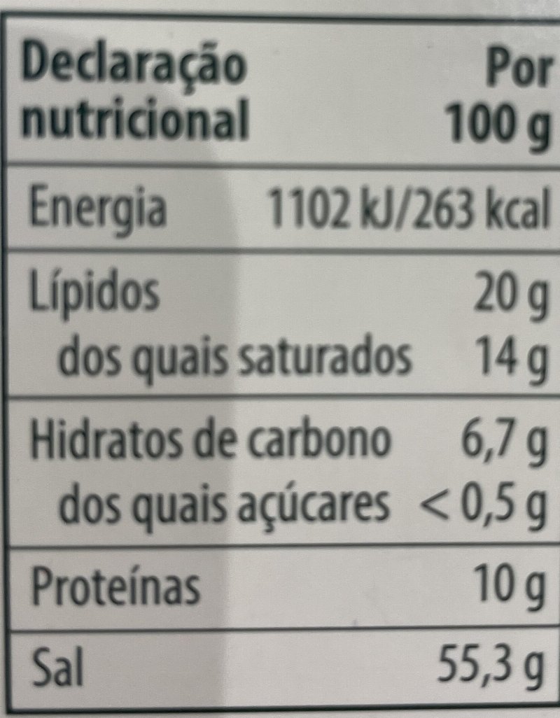 Foto da tabela nutricional