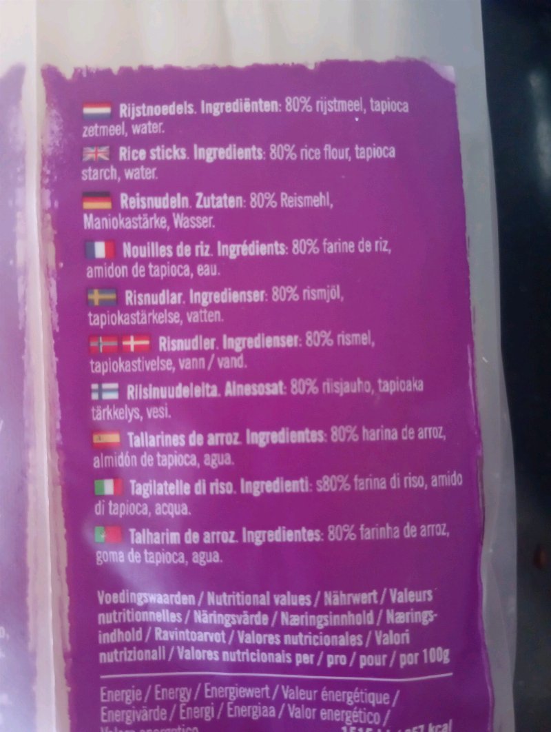 Foto da tabela nutricional