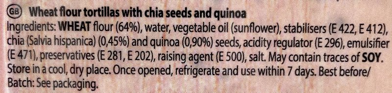 Foto da lista de ingredientes