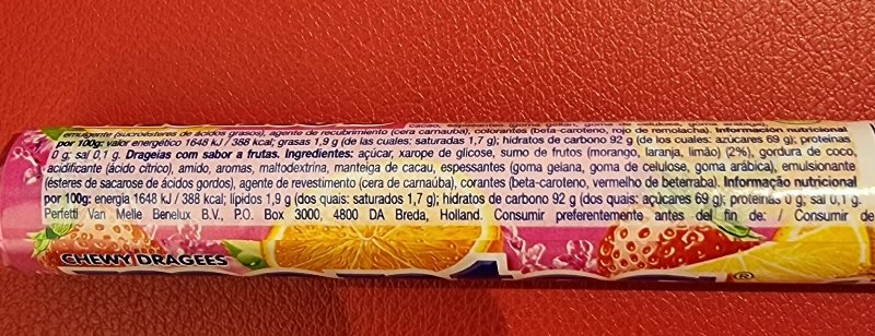 Foto da tabela nutricional