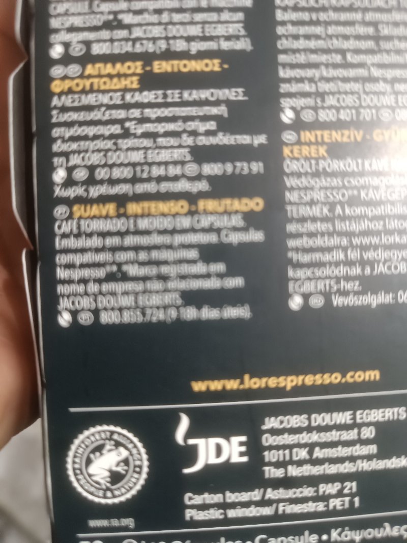 Foto da tabela nutricional