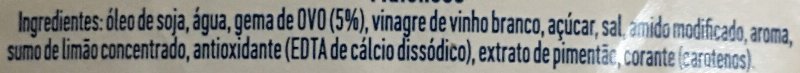 Foto da lista de ingredientes