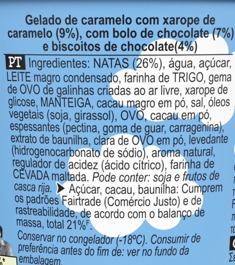 Foto da lista de ingredientes