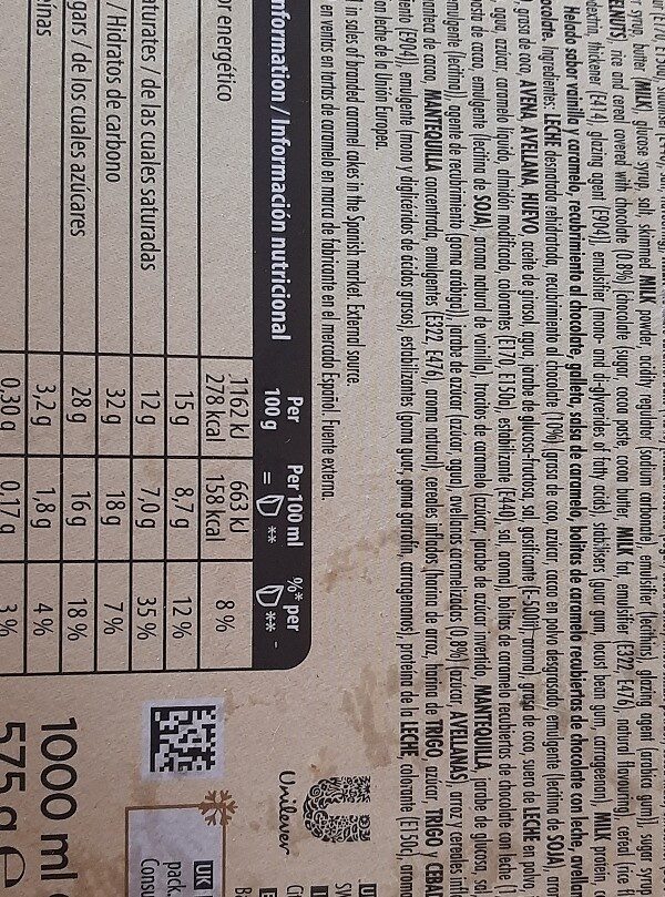 Foto da lista de ingredientes