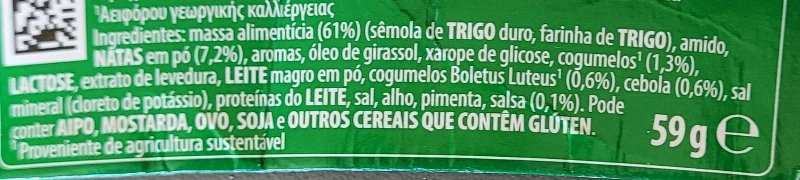 Foto da lista de ingredientes