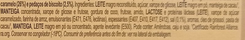 Foto da lista de ingredientes