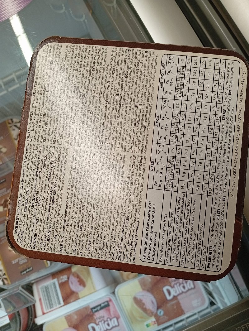 Foto da lista de ingredientes