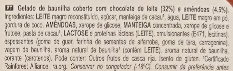 Foto da lista de ingredientes