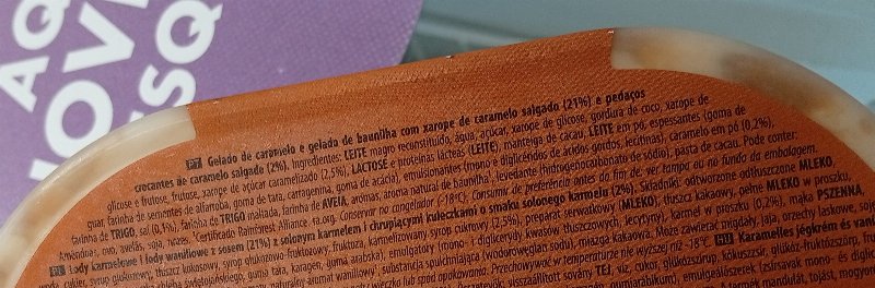 Foto da lista de ingredientes