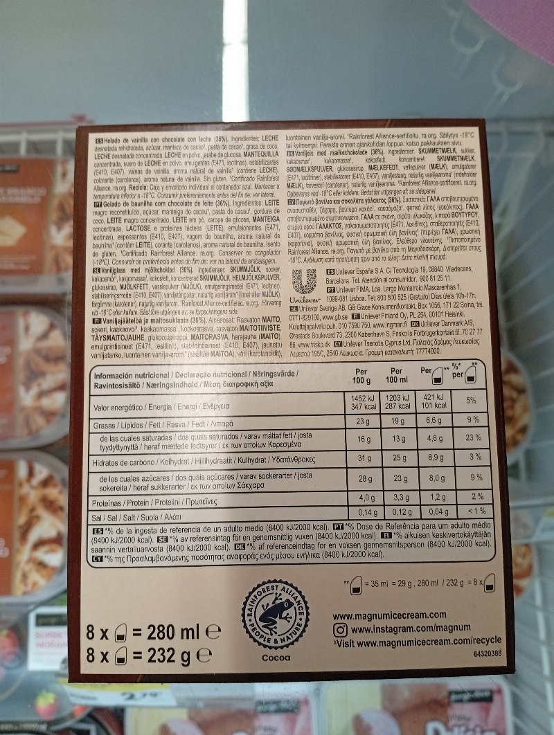 Foto da lista de ingredientes