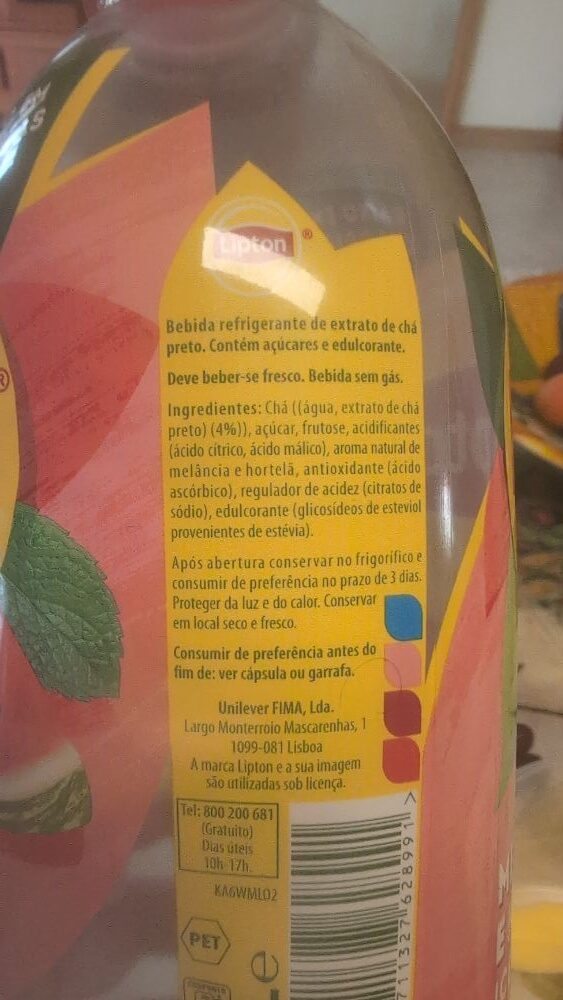 Foto da lista de ingredientes