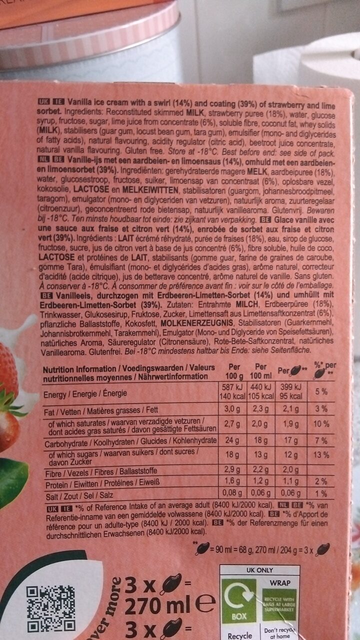Foto da lista de ingredientes
