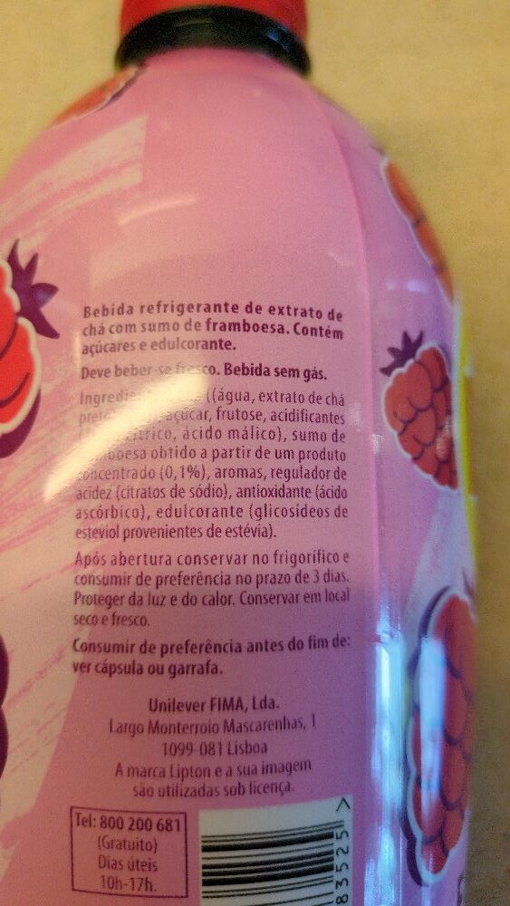Foto da lista de ingredientes