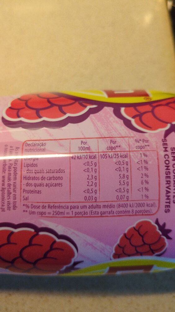 Foto da tabela nutricional
