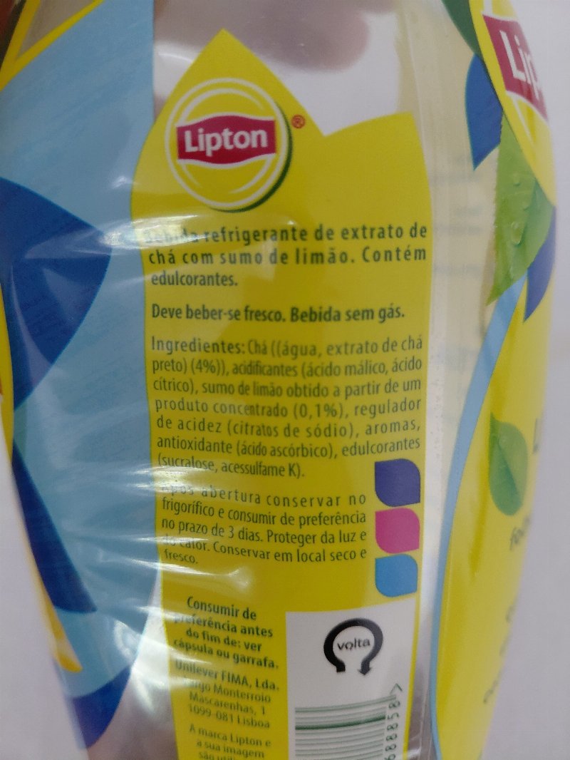 Foto da lista de ingredientes