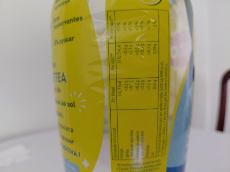 Foto da tabela nutricional