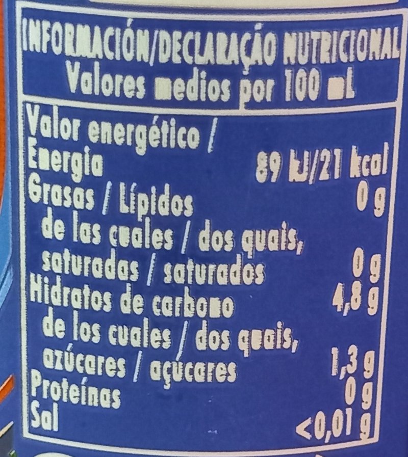 Foto da tabela nutricional