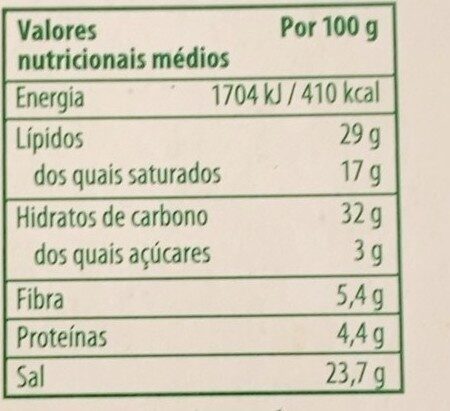 Foto da tabela nutricional