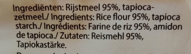 Foto da lista de ingredientes